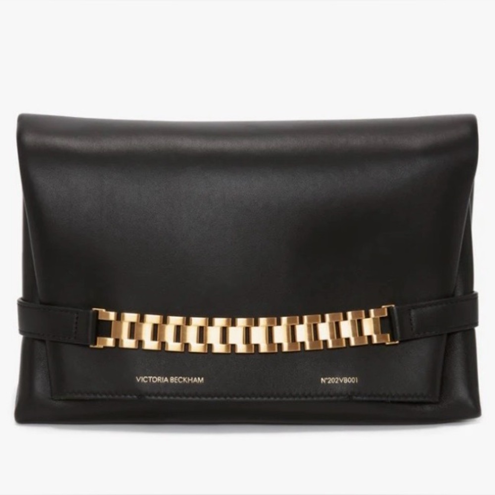 Victoria Beckham Chain Pouch clutch Black with Gold Chain